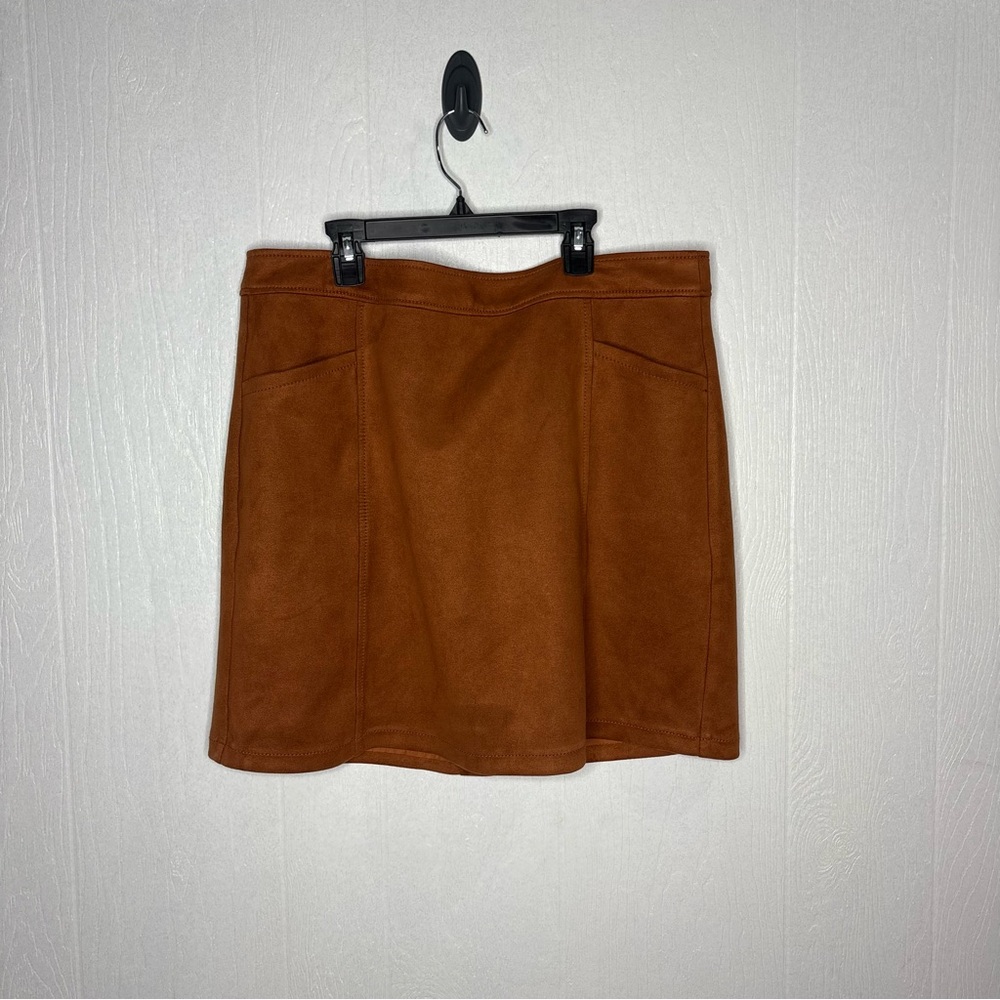 Loft camel faux suede mini skirt size 14